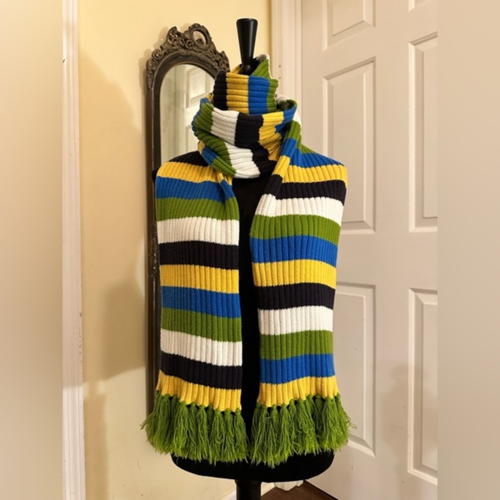 Lands' End Color Block Striped Cotton Blend Scarf
